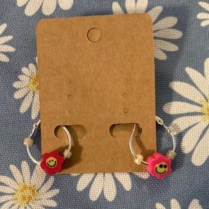 Handmade Smiley Face Hoop Earrings